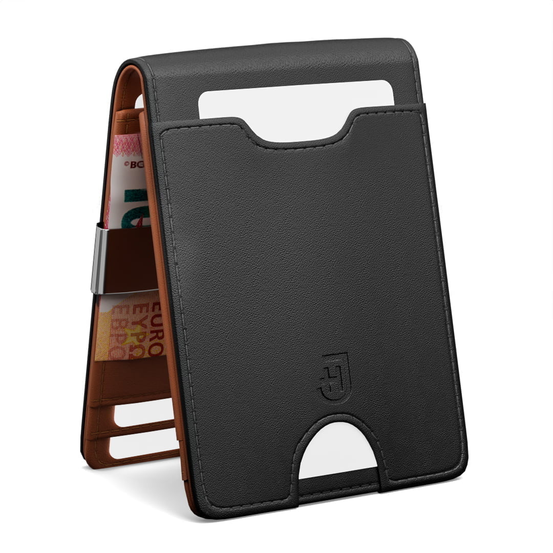 Smart Wallet - Negru/Maro deschis,Clip