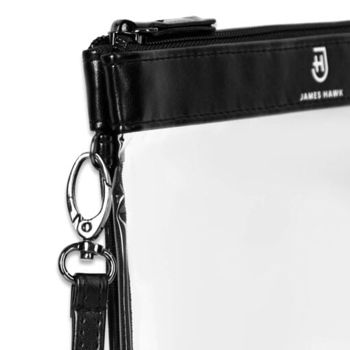 Geantă de machiaj transparentă cu carabină