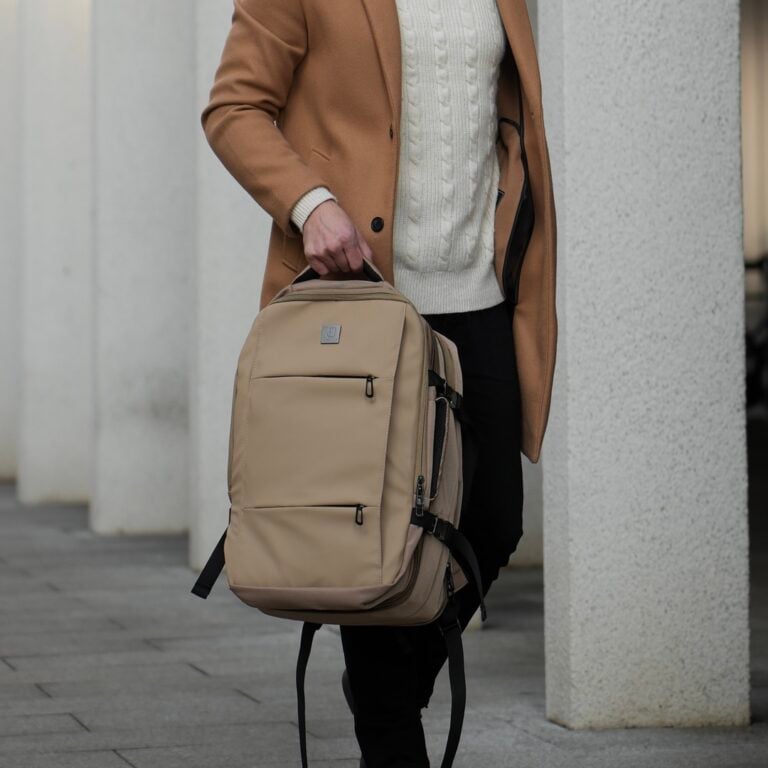 travel backpack taupe