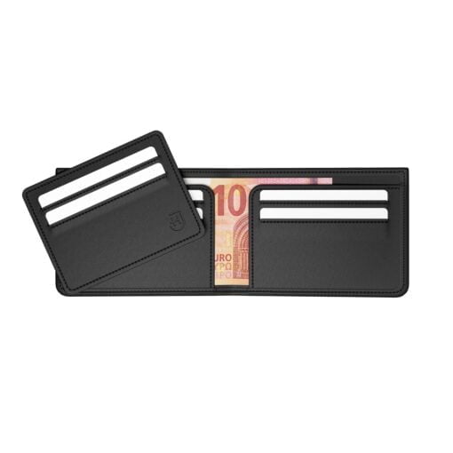 portofel negru cu spațiu pentru 6 carduri